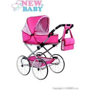 NEW BABY Gyermek Retro babakocsi babáknak 2az1-ben New Baby Natálka rózsaszín