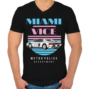 PRINTFASHION Miami Vice - Férfi V-nyakú póló - Fekete