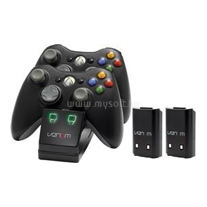 VENOM VS2891 Xbox 360 fekete dupla töltőállomás + 2db akkumulátor (VS2891)