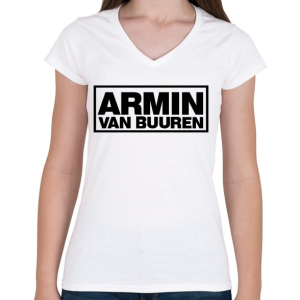 PRINTFASHION Armin Van Buuren - Női V-nyakú póló - Fehér
