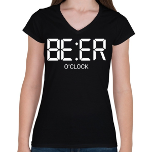 PRINTFASHION beer oclock - Női V-nyakú póló - Fekete