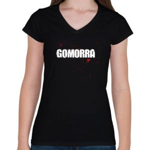 PRINTFASHION Gomorra series - Női V-nyakú póló - Fekete