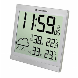 Bresser Bresser TemeoTrend JC LCD RC időjárás állomás (falióra), ezüst