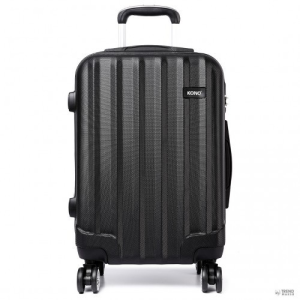  Miss Lulu London K1773L - Kono oldal csíkos Hard kagyló bőrönd 20 Inch bőrönd utazótáska szett fekete