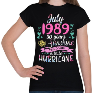 PRINTFASHION Születésnap 1989 Július - Napfény egy kis hurrikánnal! - Női póló - Fekete