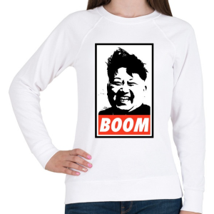 PRINTFASHION Kim Jong Un BOOM - Női pulóver - Fehér