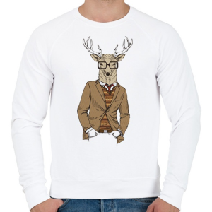PRINTFASHION Hipster Deer - Férfi pulóver - Fehér
