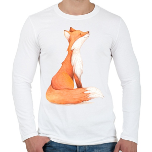 PRINTFASHION Red Fox - Férfi hosszú ujjú póló - Fehér