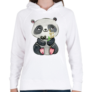PRINTFASHION Cute Panda boy - Női kapucnis pulóver - Fehér