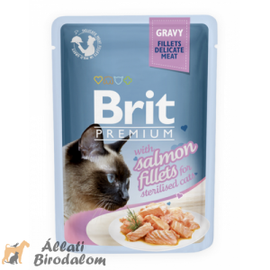 Brit Premium Cat Pouch with Salmon Fillets in Gravy for Sterilised Cats