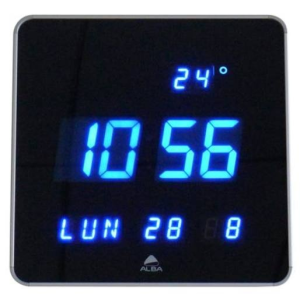 ALBA Falióra, LED kijelzős, 28 cm, "Horledsq", fekete