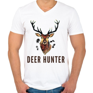 PRINTFASHION deer hunter - Férfi V-nyakú póló - Fehér