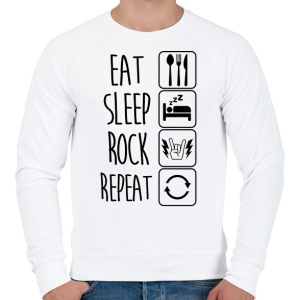 PRINTFASHION Eat Sleep Rock Repeat 2 - Férfi pulóver - Fehér