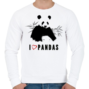 PRINTFASHION I LOVE PANDAS - Férfi pulóver - Fehér