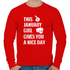 PRINTFASHION Ez a januári csaj szép napot kíván neked - Férfi pulóver - Piros