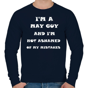 PRINTFASHION Májusi vagyok és nem szégyellem a hibáimat - Férfi pulóver - Sötétkék