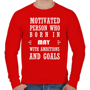 PRINTFASHION Májusi születésű motivált személy ambíciókkal és célokkal - Férfi pulóver - Piros
