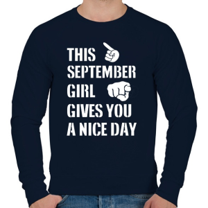 PRINTFASHION Ez a szeptemberi csaj szép napot kíván neked - Férfi pulóver - Sötétkék