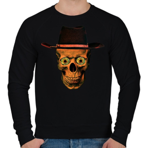 PRINTFASHION cowboy skull - Férfi pulóver - Fekete
