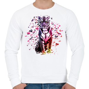 PRINTFASHION watercolor tigris - Férfi pulóver - Fehér