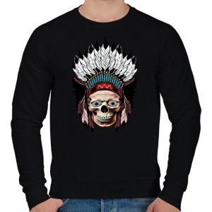 PRINTFASHION indian skull - Férfi pulóver - Fekete