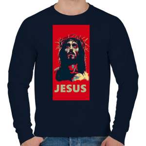 PRINTFASHION JESUS - Férfi pulóver - Sötétkék