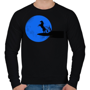 PRINTFASHION ló és a kék hold - Férfi pulóver - Fekete