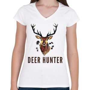 PRINTFASHION deer hunter - Női V-nyakú póló - Fehér