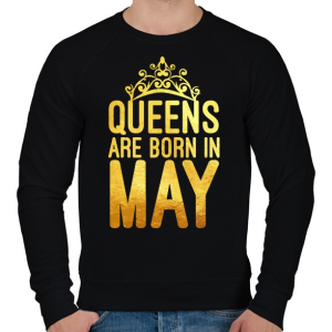 PRINTFASHION Queens are born in May - Férfi pulóver - Fekete