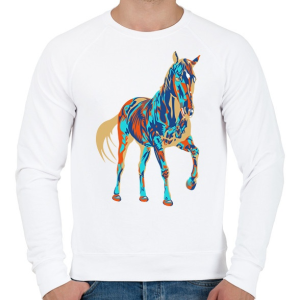 PRINTFASHION Colorfull Horse - Férfi pulóver - Fehér