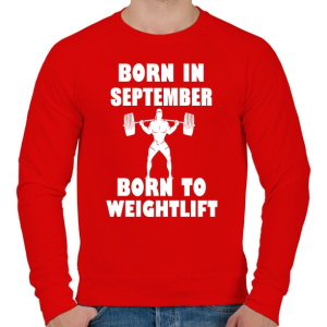 PRINTFASHION szeptemberben születve - súlyemelésre születve - Férfi pulóver - Piros