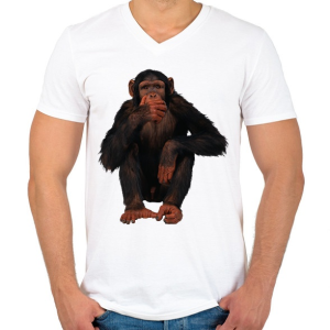 PRINTFASHION Vicces Csimpánz - Férfi V-nyakú póló - Fehér