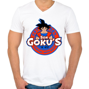 PRINTFASHION Son Goku Dojo - Férfi V-nyakú póló - Fehér