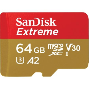Sandisk Memóriakártya, microSDXC, 64GB, CL10/U3/A2/V30, 160/60Mb/s, adapter, "Extreme"