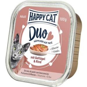 Happy Cat Duo szárnyas- és marhahúsos pástétom falatkák (24 x 100 g) 2.4kg