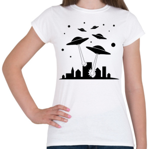 PRINTFASHION UFO invázió - Női póló - Fehér