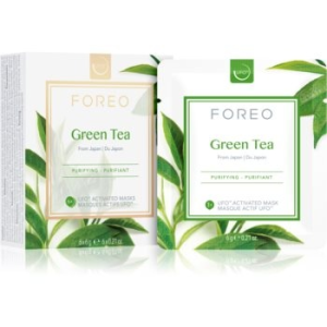 FOREO Farm to Face Green Tea frissítő és nyugtató maszk 6 × 6 g