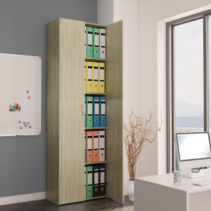 vidaXL sonoma tölgy színű forgácslap irodai szekrény 60 x 32 x 190 cm