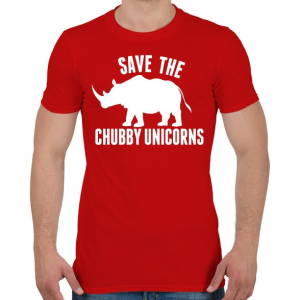PRINTFASHION Save the Chubby Unicorns! - Férfi póló - Piros