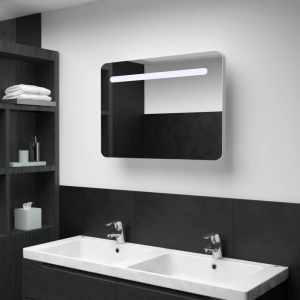 vidaXL Tükrös fürdőszobaszekrény LED világítással 80 x 11 x 55 cm