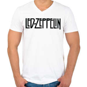 PRINTFASHION Led Zeppelin logo - Férfi V-nyakú póló - Fehér