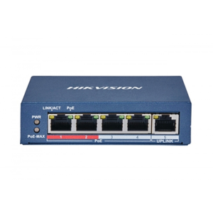  Hikvision DS-3E0105P-E/M (B) 5 portos PoE switch (30 W), 4 PoE + 1 uplink port, nem menedzselhető