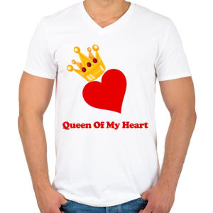 PRINTFASHION Queen of my heart - Férfi V-nyakú póló - Fehér