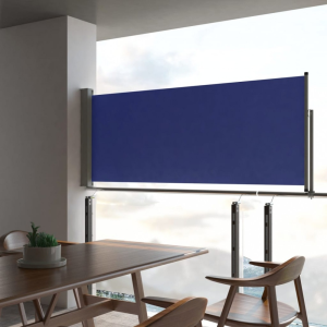 vidaXL Kék behúzható oldalsó teraszi napellenző 100 x 300 cm