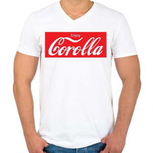 PRINTFASHION Coca Corolla - Férfi V-nyakú póló - Fehér