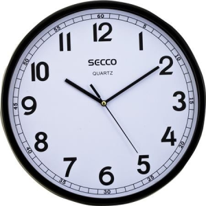 Secco Falióra, 29,5 cm, fekete keretes, SECCO &quot;Sweep second&quot;