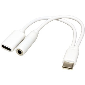 OEM USB C (M) -> jack 3,5mm (F) + USB C (F), fejhallgató + mikrofon