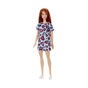Mattel Barbie: vörös hajú baba kék szívecskés ruhában