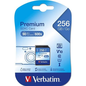 Verbatim Memóriakártya, microSDXC, 256GB CL10/U1, adapter, VERBATIM Premium