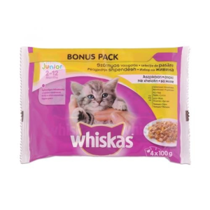 Whiskas Állateledel alutasakos WHISKAS Junior macskáknak 4-pack szárnyas 4x85g